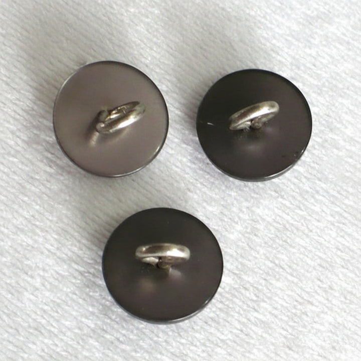 18L Set of Three Small Gray Glass Pin Shank Buttons, 1/2".