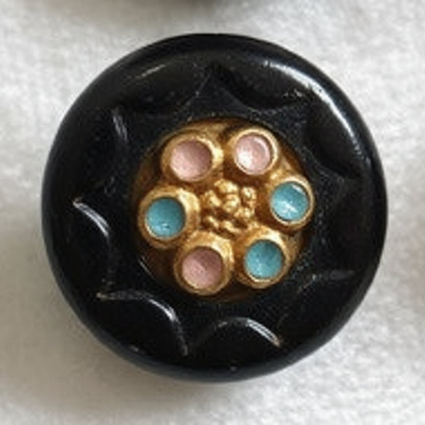 20L Set of Eight Victorian Bohemian Enamel Shank  Buttons, 1/2".