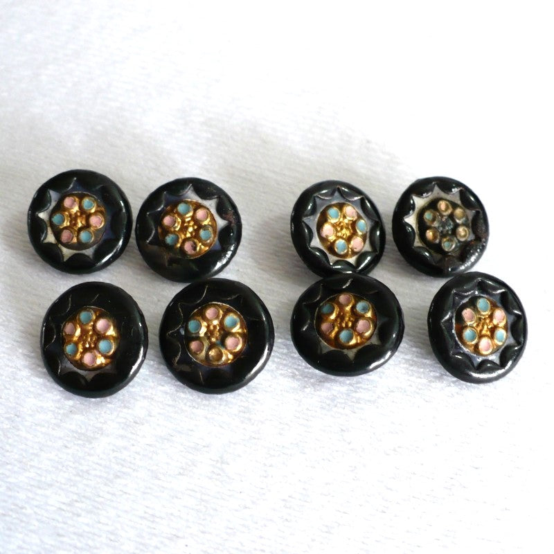 20L Pink & Black Glass Shank Buttons