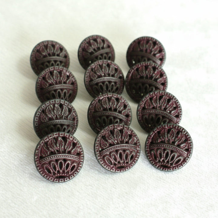 21L Set of 12 Antique Pierced Metal Shank Buttons, 1/2"