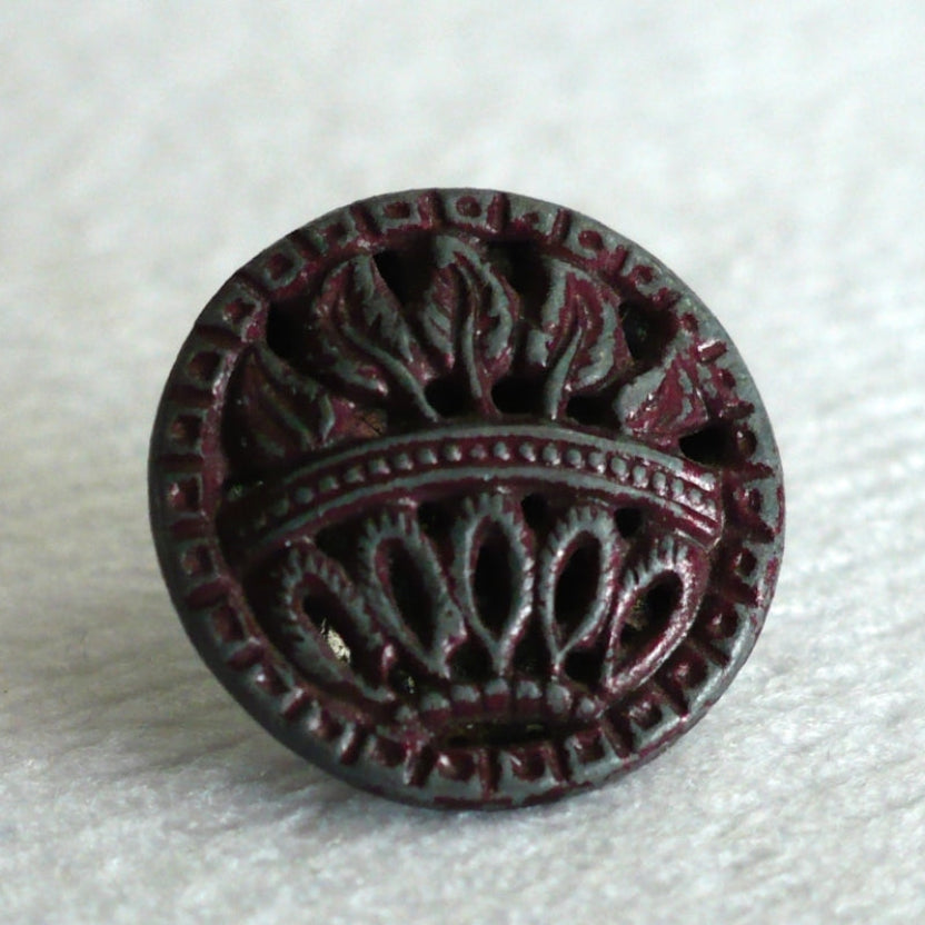 21L Set of 12 Antique Pierced Metal Shank Buttons, 1/2"