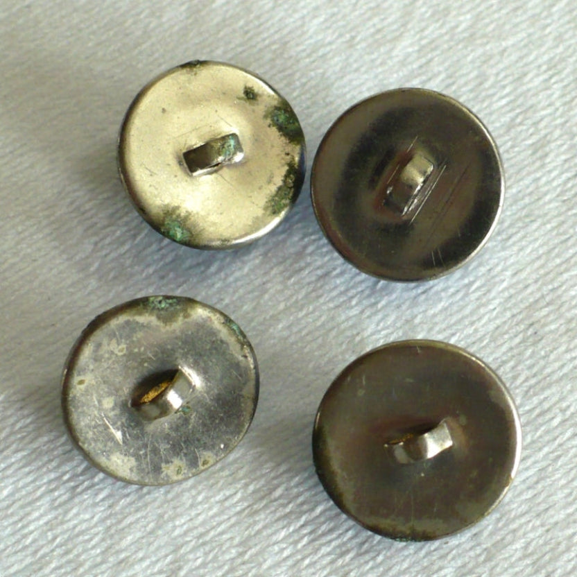 22L Set of Four Cobalt Blue Glass Shank Buttons, 9/16"