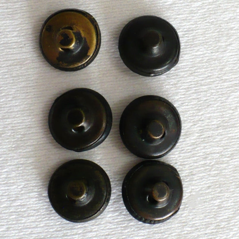 22L Set of Six Victorian Floral, Star Motif Metal Shank Buttons, 9/16".