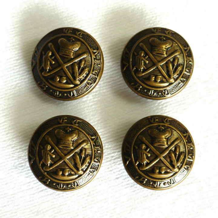 24L Set of Four Victorian  Royal Blackheath Golf Society Metal Shank Buttons, 5/8".