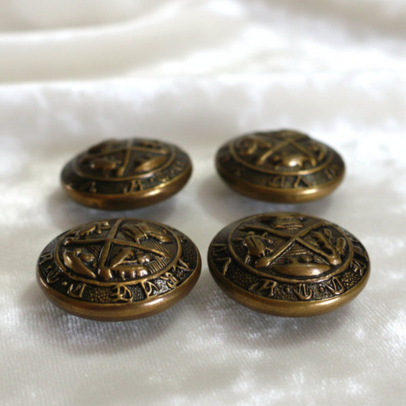 24L Set of Four Victorian  Royal Blackheath Golf Society Metal Shank Buttons, 5/8".