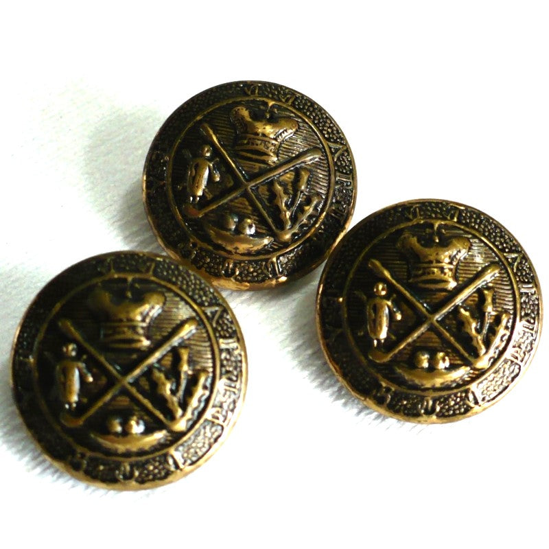 30L Set of Three Royal Blackheath Golf Society Metal Shank Buttons, 3.4"