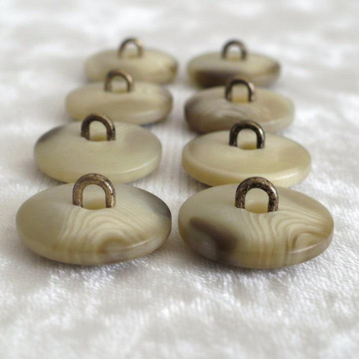 31L Set of Eight Southwestern Fashion Mixed Materials Shank Buttons, 3/4".