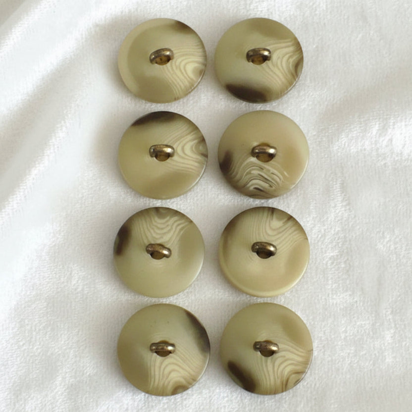 31L Set of Eight Southwestern Fashion Mixed Materials Shank Buttons, 3/4".