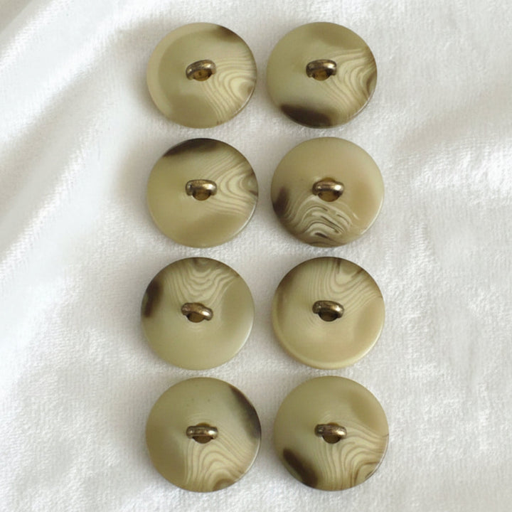 31L Set of Eight Southwestern Fashion Mixed Materials Shank Buttons, 3/4".