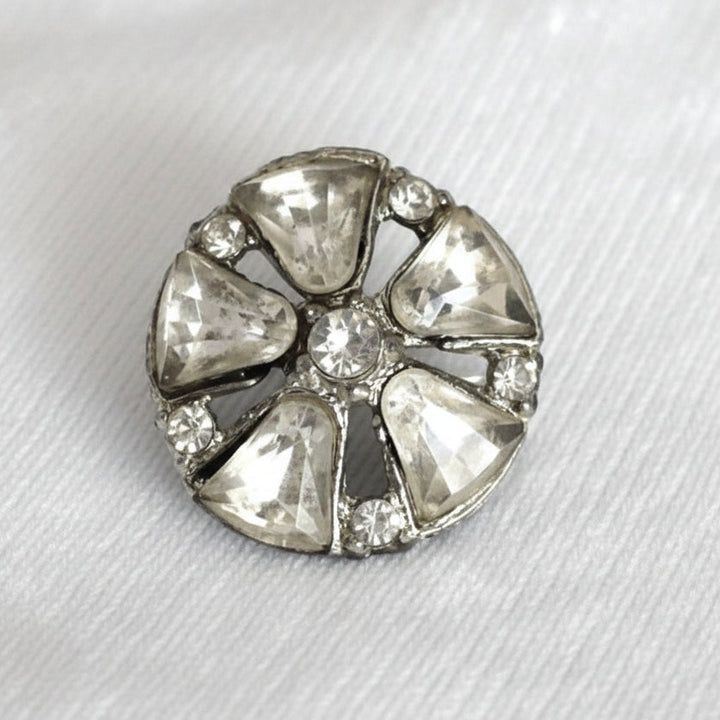 35L One 1930s Pot Metal Paste Rhinestones Fancy Shank Button, 7/8"