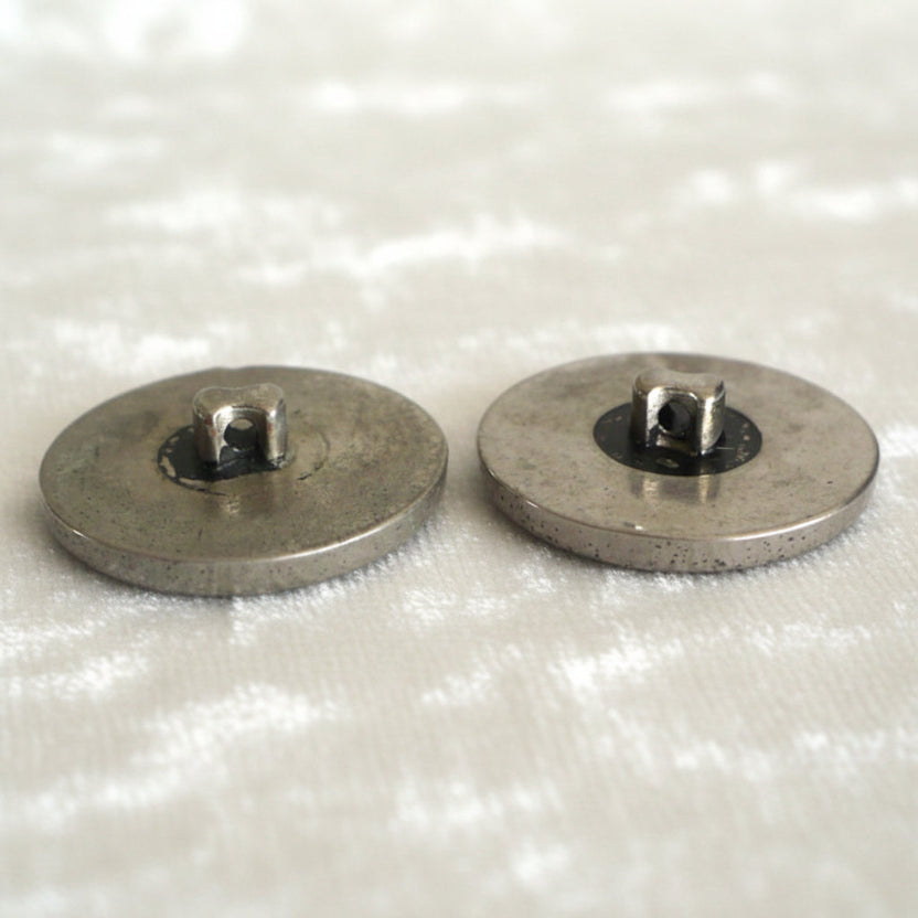 35L Set of Two Repoussé Metal Indian Head Shank Buttons, 7/8"