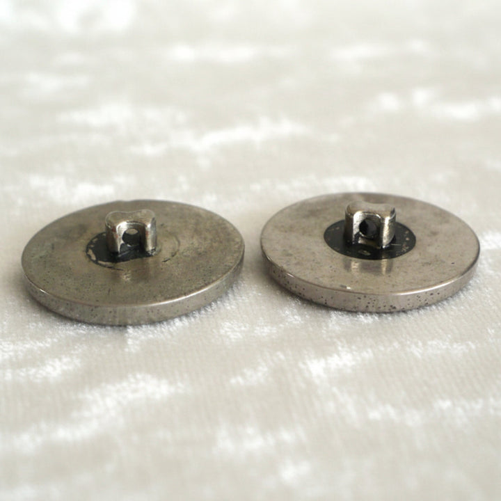 35L Set of Two Repoussé Metal Indian Head Shank Buttons, 7/8"