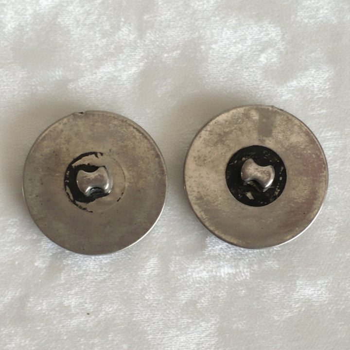 35L Set of Two Repoussé Metal Indian Head Shank Buttons, 7/8"