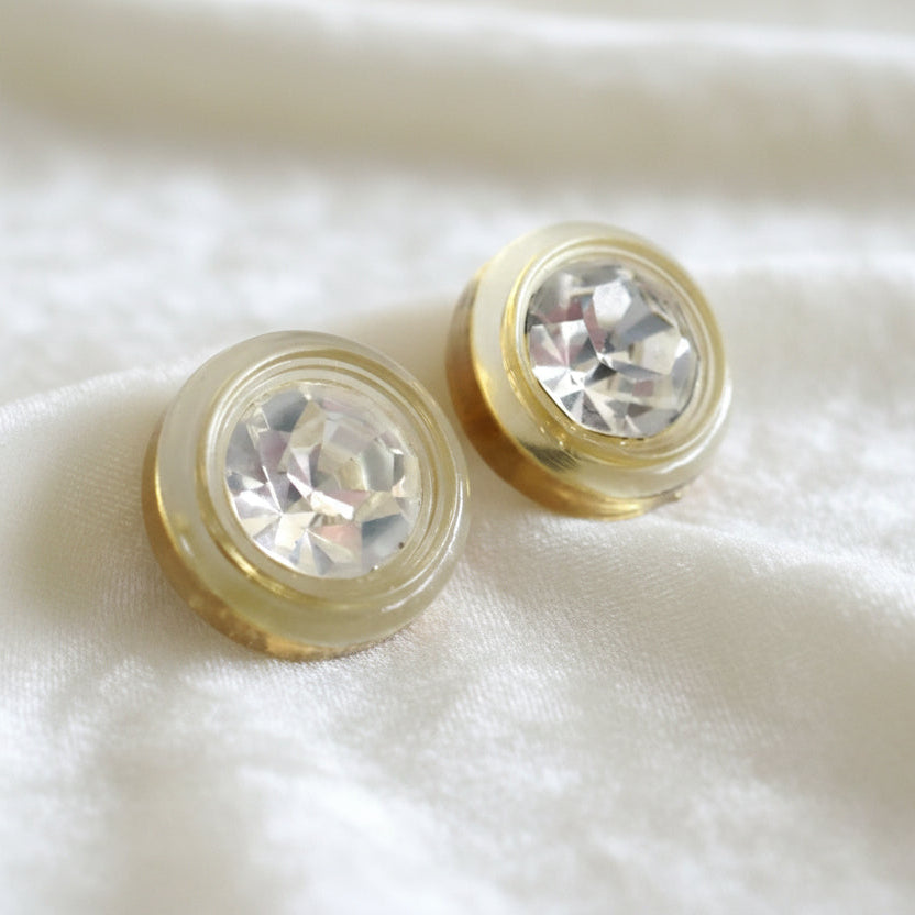 19L Set of Two 1940-50s Rhinestone Lucite Shank Buttons, 3/4".