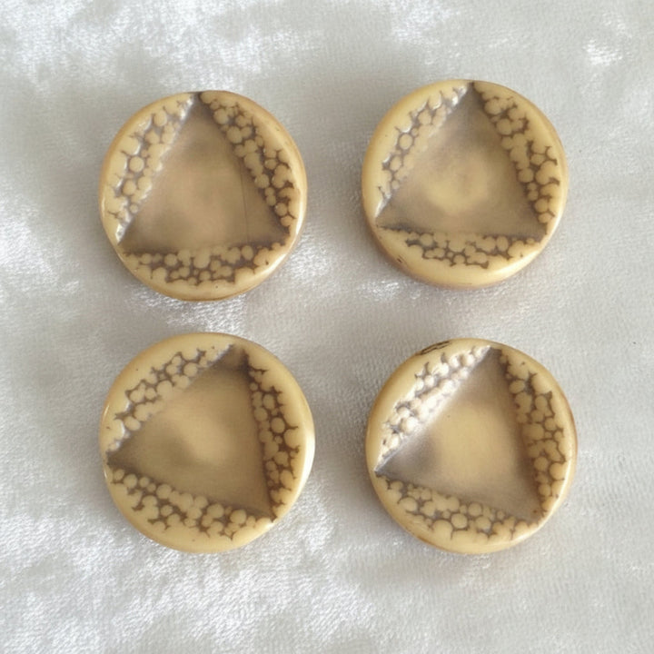 Vintage late 1940s to 1950s Brutalist celluloid coat buttons – set of four.