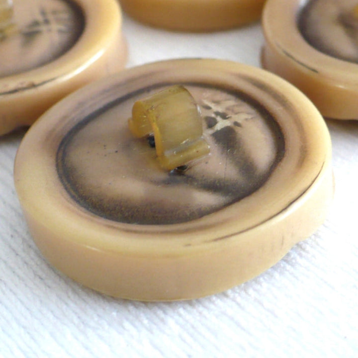 Vintage late 1940s to 1950s Brutalist celluloid coat buttons – set of four.