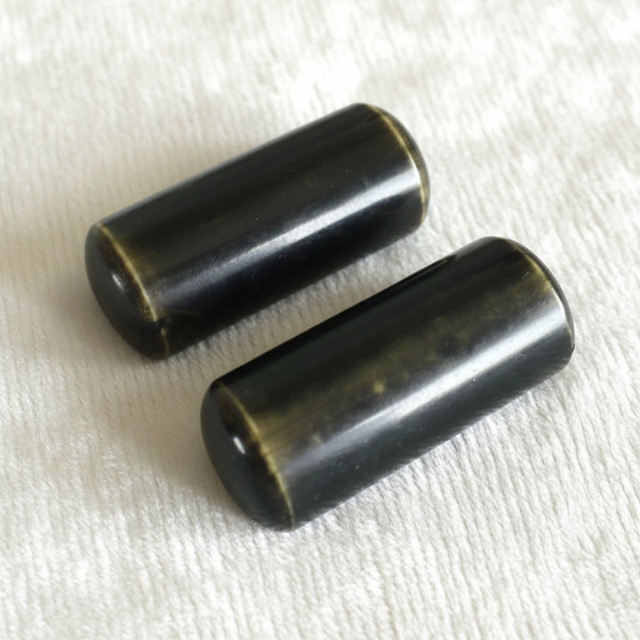 67L Set of Two Black Celluloid Toggle Buttons, 1 3/4"