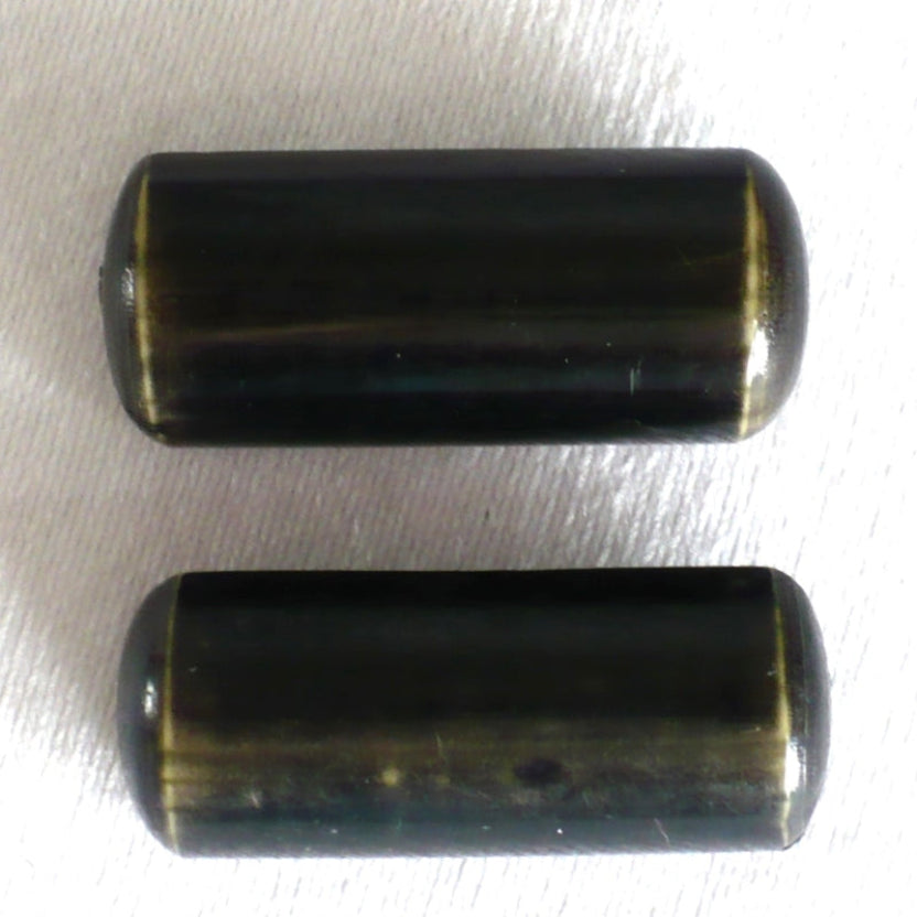 67L Set of Two Black Celluloid Toggle Buttons, second view of tops.