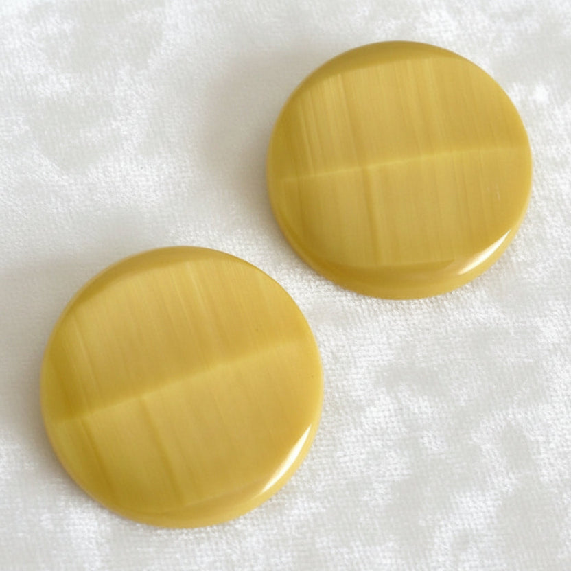 69L Set of Two Mid Century Mustard Yellow Coat Buttons 1 3/4".