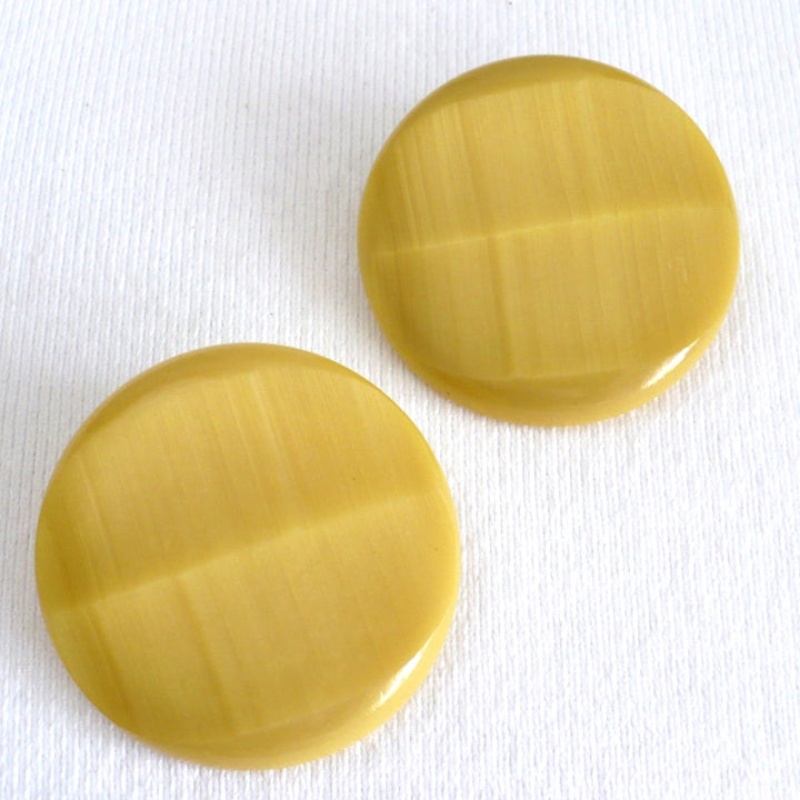 69L Set of Two Mid Century Mustard Yellow Coat Buttons 1 3/4".