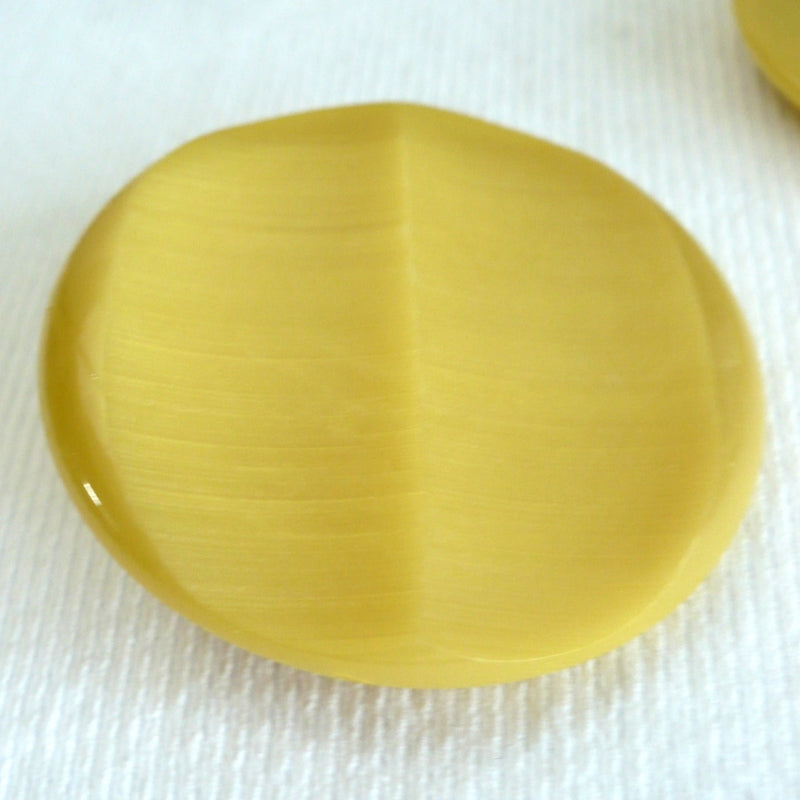 69L Set of Two Mid Century Mustard Yellow Coat Buttons 1 3/4".