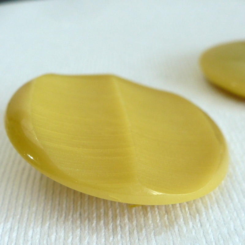 69L Set of Two Mid Century Mustard Yellow Coat Buttons 1 3/4".