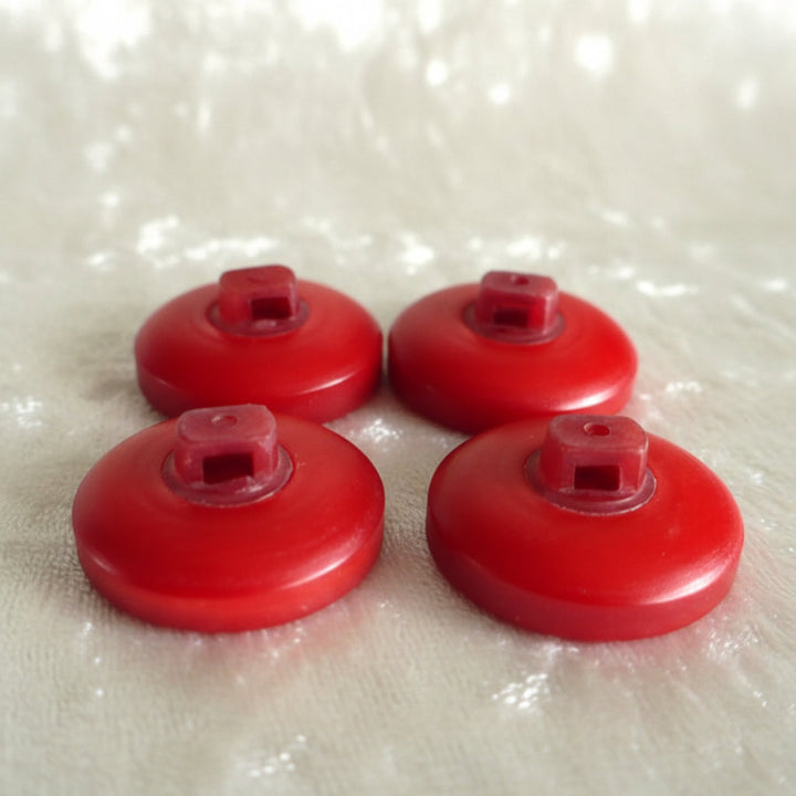 31L Set of Four Red w/Gold Rope Inlay Shank Fashion Buttons, 3/4"