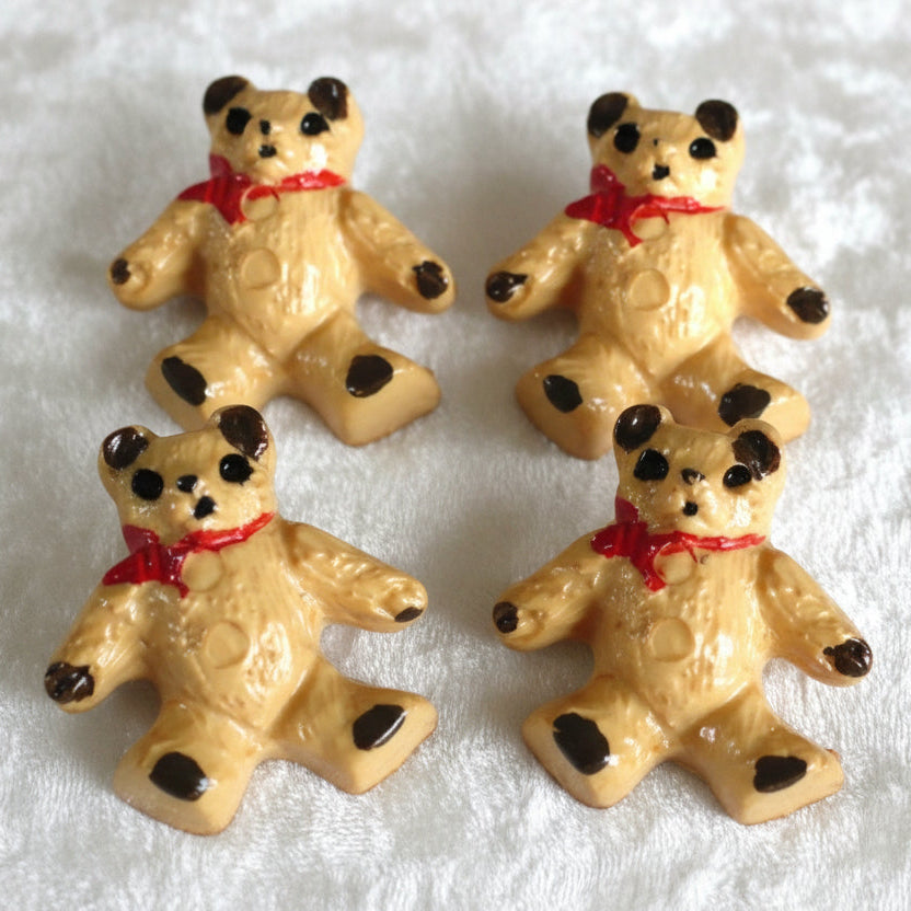29L Set of Four 1950-60s Teddy Bear Kiddie Novelty Buttons 3/4".