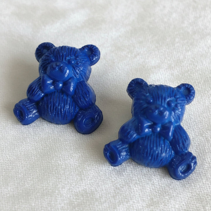 33L Pair of Blue Teddy Bear 1950-60s Kiddie Novelty Buttons 7/8".