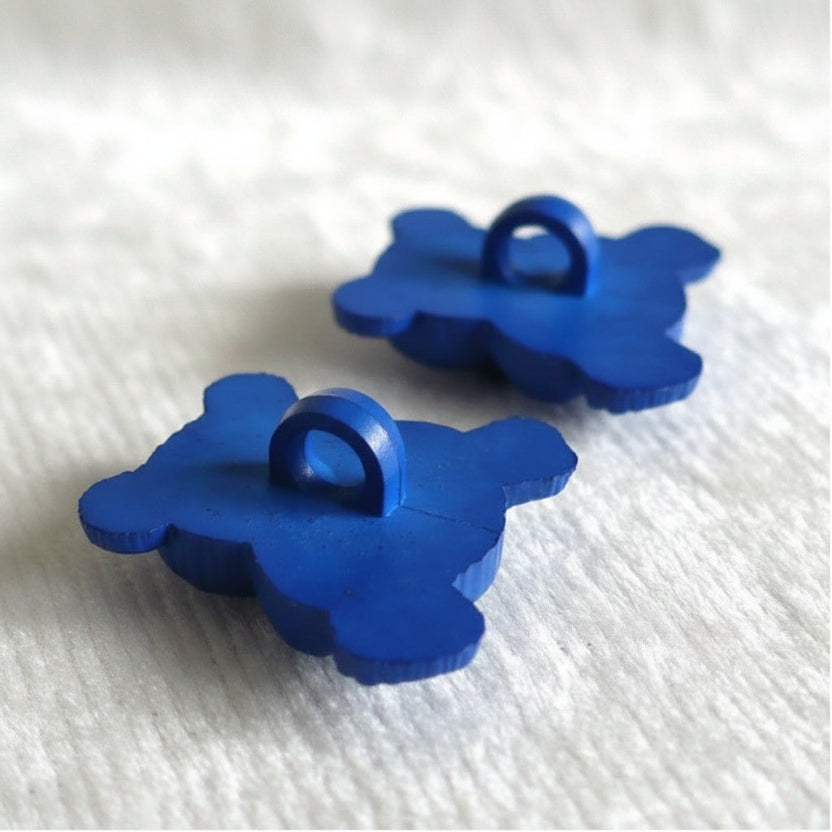 33L Pair of Blue Teddy Bear 1950-60s Kiddie Novelty Buttons 7/8".