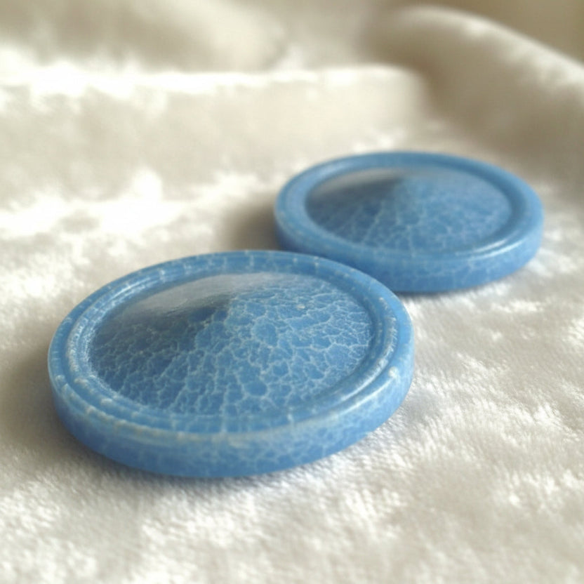 44L Set of Two Blue Casein Shank Buttons, 1".