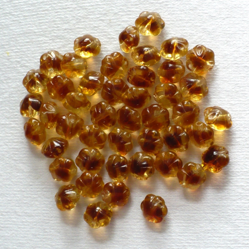 Batch 1910s Vintage 8x11mm Czech Topaz Glass Beads