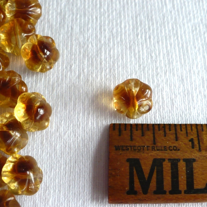 Batch 1910s Vintage 8x11mm Czech Topaz Glass Beads