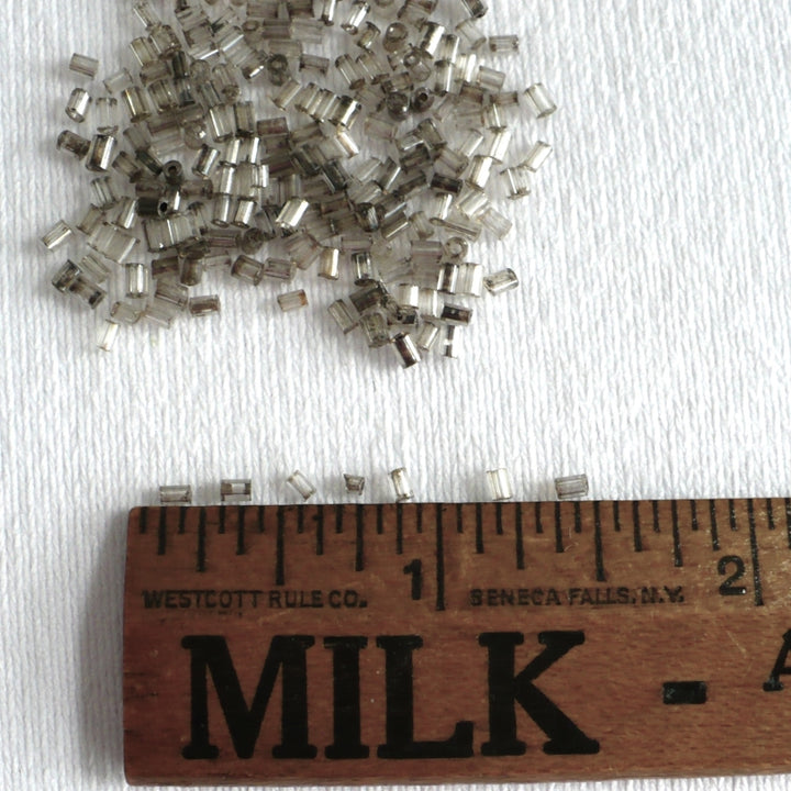 1920s Vintage 1.5x2.5mm Clear Mercury Glass Bugle Beads 2.5 grams