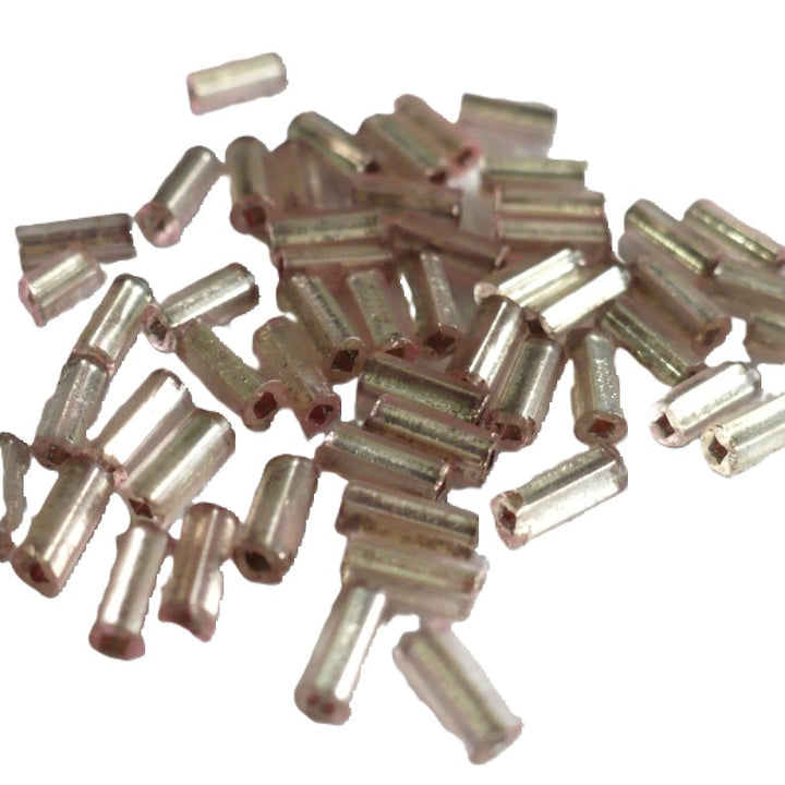 1920s Vintage 1.5x4.5mm Pink Mercury Glass Bugle Beads 1.5 grams