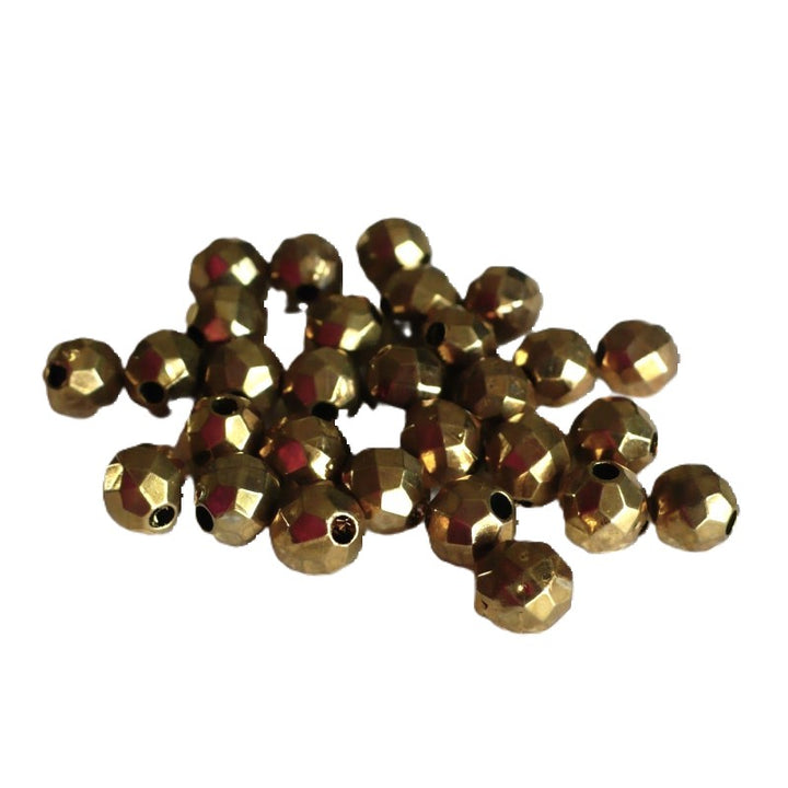 28 - 1910s Vintage 5.5mm Faceted Brass Beads