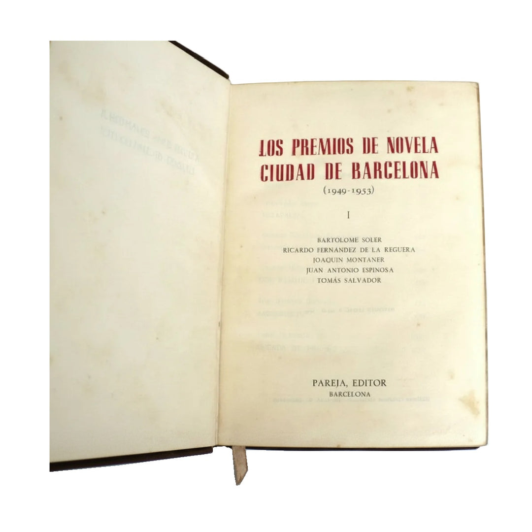Los Premios De Novela Ciudad De Barcelona 1949-53 Vol. I. 1959 First Edition.