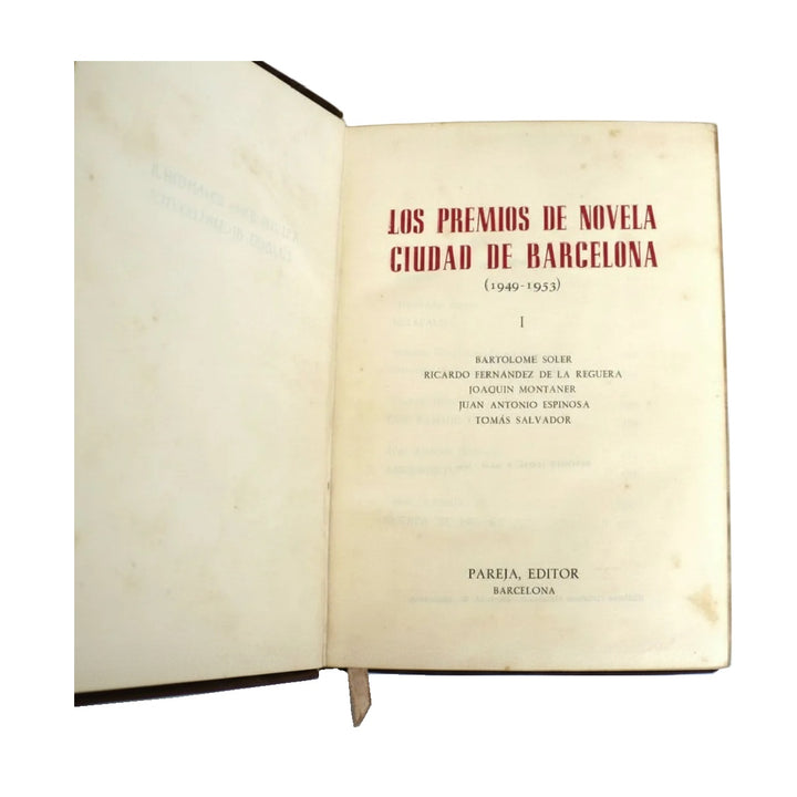 Los Premios De Novela Ciudad De Barcelona 1949-53 Vol. I. 1959 First Edition.