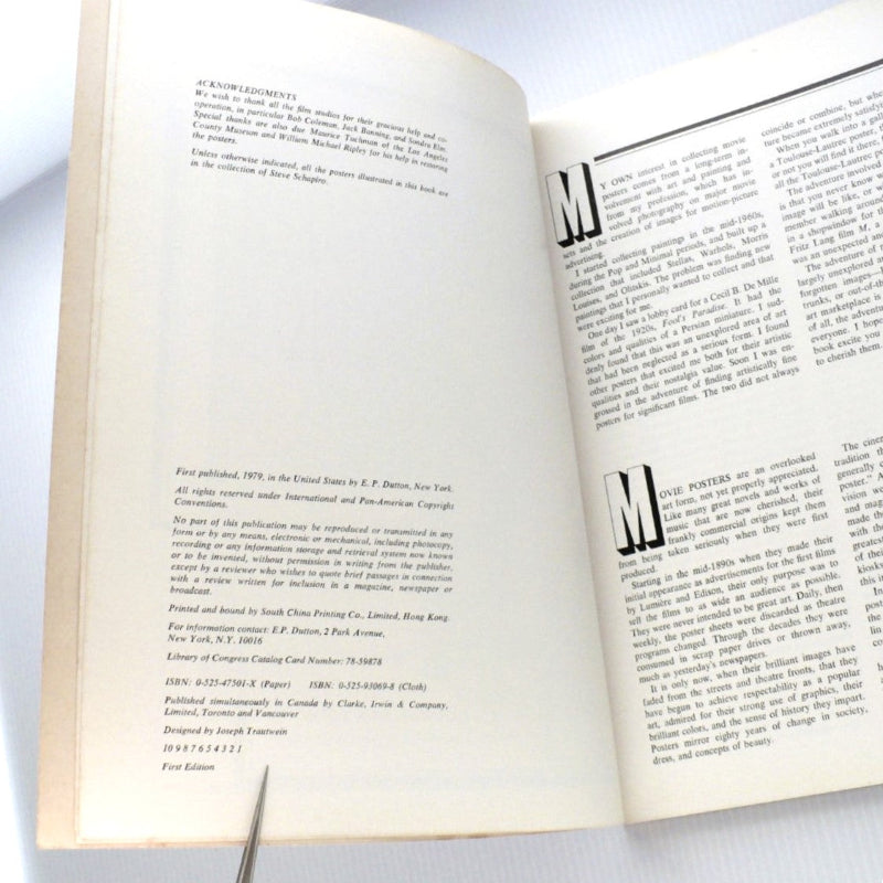  The Movie Poster Book, 1979, First Edition, First Printing, Chierichetti Schapiro.