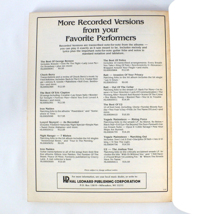 Guitar tablature and notation for Overture 1383 from Yngwie Malmsteen Marching Out 1987 guitar book.