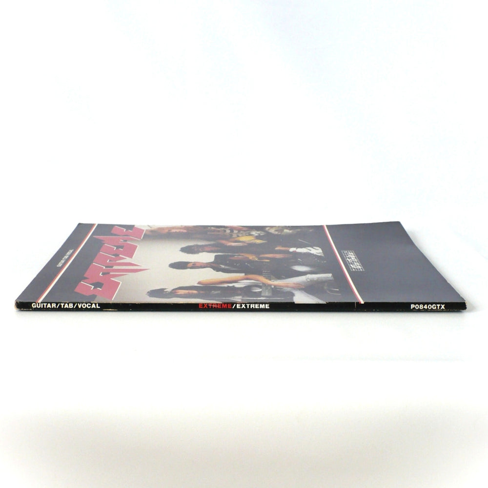 Spine of 1989 Extreme guitar tab book with Ax Trax branding and product code P0840GTX