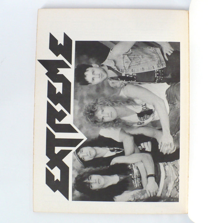 Full-page promotional band portrait from the 1989 Extreme debut guitar tab book, featuring the band logo.