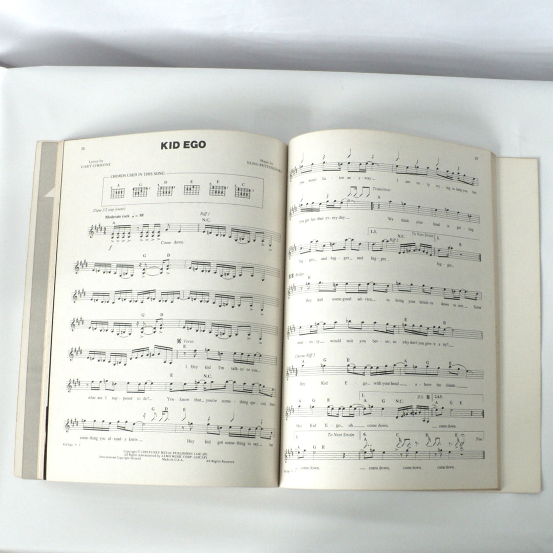 Guitar tablature and notation for Extreme debut album song from 1989 Ax Trax folio.