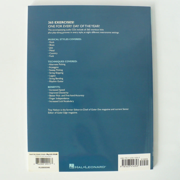Back cover of Guitar Aerobics instructional book featuring Hal Leonard publishing details and ISBN.