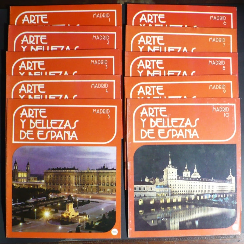 Arte Y Bellezas De España Volumenes 1-10 Madrid (Spanish, 1976) Set on tabletop.