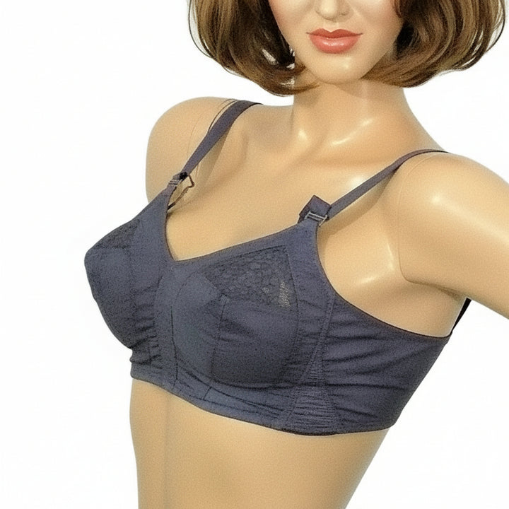 Navy purple bra on mannequin.