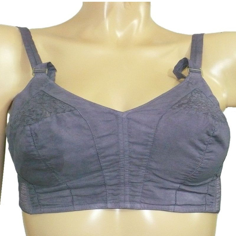 Purple bra on a mannequin with a white background