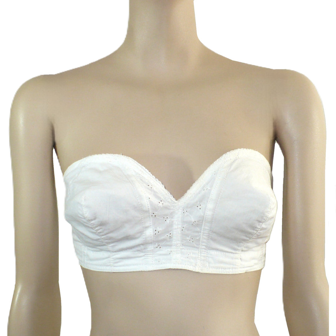 Vintage Feminine White Eyelet Lace Strapless Bra by Wings.