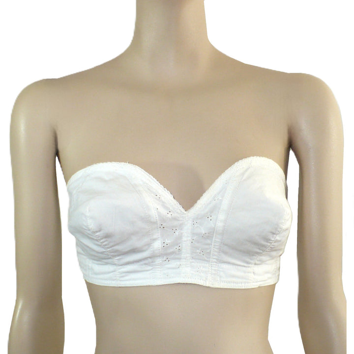 Vintage Feminine White Eyelet Lace Strapless Bra by Wings.