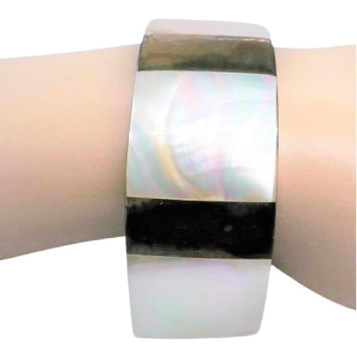 Island Girl Brass and Shell Bangle Bracelet.